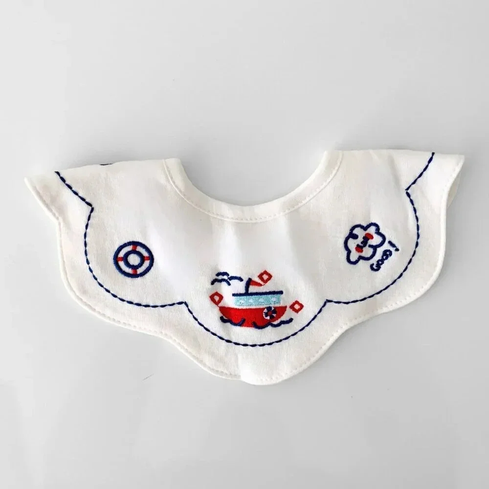 NWT Adorable Boutique Embroidered Boys Baby Bibs Nautical & Tug Boats Set of 3